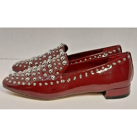 Halogen Kaylee Studded Genuine Leather Slip On Burgundy Loafers Women's Size 6 M - Picture 2 of 8